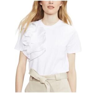 Ted Baker White Ruffle Tee Shirt Size 0 XXS White Capsule Beach Spring Preppy